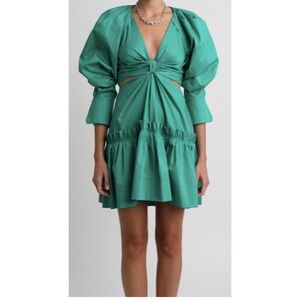 A.L.C. Alexa Cut-Out Poplin Dress NWT Size 0 Viridian Green Cotton Mini